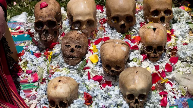 Aneka Tengkorak Dihias dan Diarak Saat Festival Natitas di Bolivia