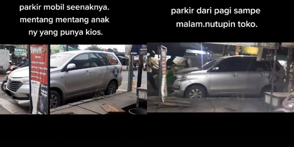 Mobil parkir sembarangan (TikTok/@prabu_budiman)