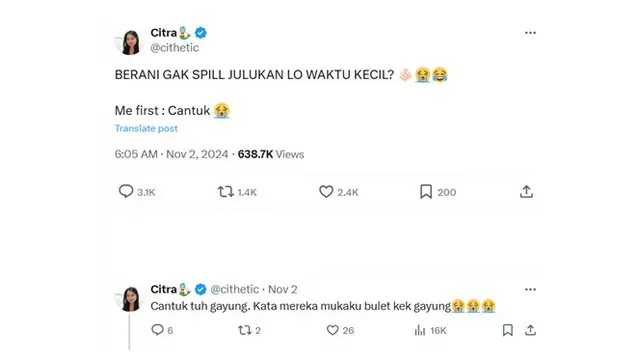 6 Julukan Masa Kecil Netizen Ini Unik, Alasan di Baliknya Bikin Dahi Berkerut