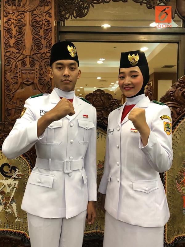 Paskibraka Nasional 2019 dari Jawa Tengah, Salma dan Fany, berhasil menjadi Pembawa Baki Tim Merah dan Komandan Kelompok (Danpok) 8 Tim Putih (Ratu Annisaa Suryasumirat/Liputan6.com)