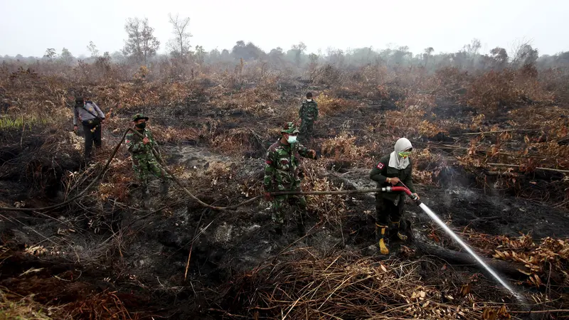 20150912-TNI Bantu Padamkan Kebakaran Lahan di Sumatera