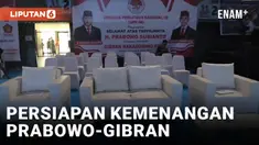Persiapan Syukuran Kemenangan Prabowo-Gibran di Tenis Indoor Senayan