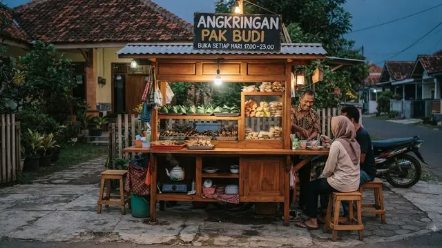 Desain gerobak kayu sederhana tapi bisa narik pelanggan model angkringan