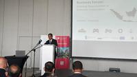 Staf Ahli Bidang Manajemen Kementerian Luar Negeri RI (Kemlu RI) Acep Somantri dalam forum bisnis oleh PAIH dan KBRI Warsawa diselenggarakan di Gdansk, Polandia, Selasa (17/6/2025). (Liputan6.com/Benedikta Miranti)