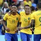 Neymar dan Gabriel Jesus adalah kunci kemenangan 6-0 Brasil atas Honduras di semifinal Olimpiade 2016 Rio de Janeiro. (Reuters)