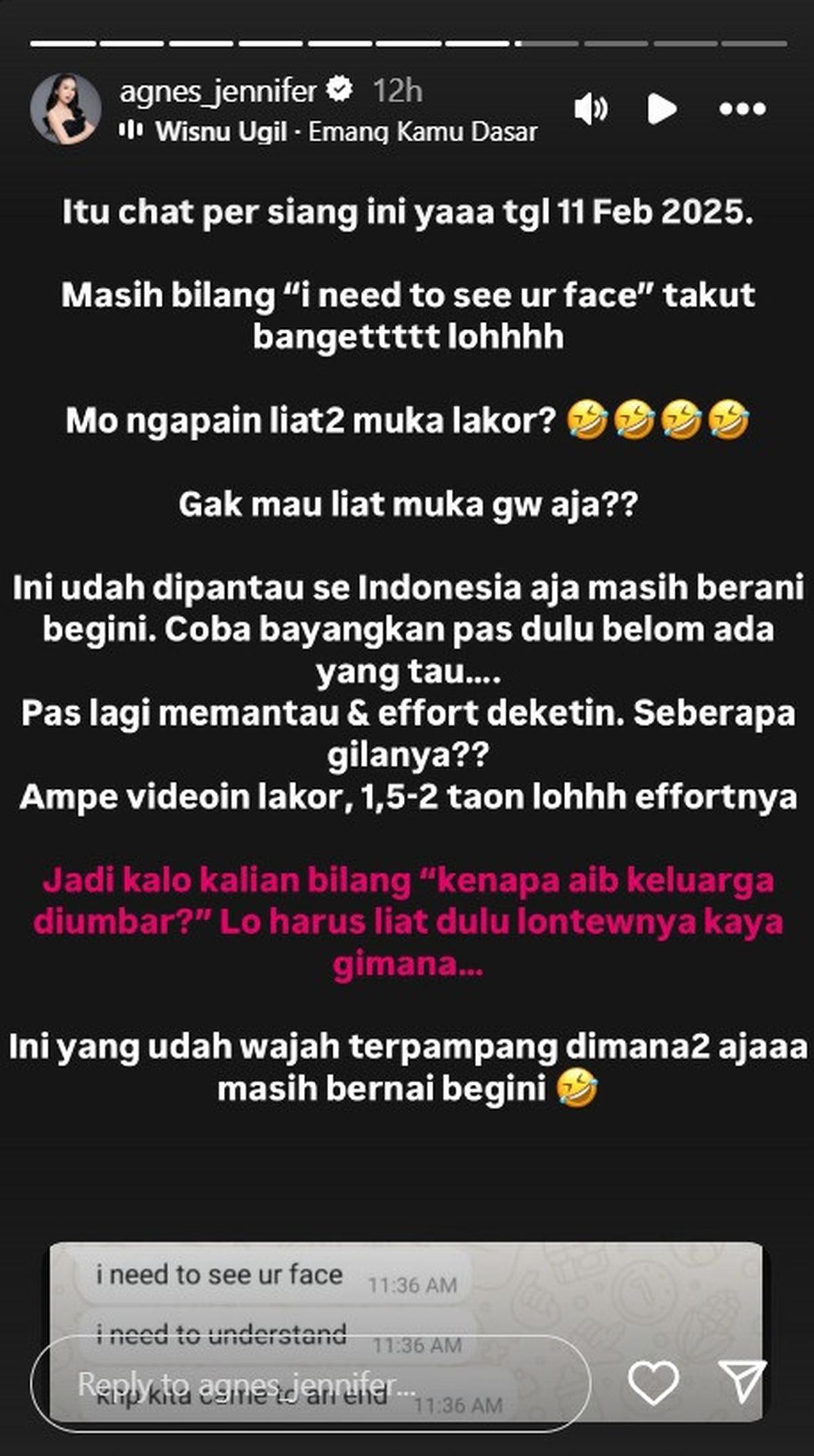 Agnes Jennifer Bongkar Chat Rahasia, Gayung Love Pink Masih Kejar Suaminya Diam-Diam Meski Sudah Diblock