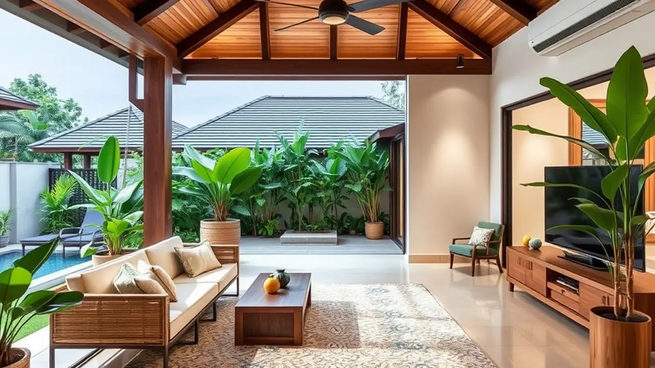 rumah tropical-japandi (ilustrasi by qwen.ai)