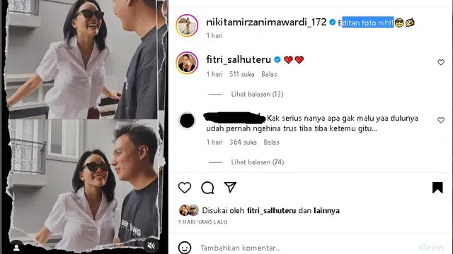 Fitri Salhuteru turut senang melihat Nikita Mirzani dan Baim Wong menyambung tali silaturahmi (Foto: instagram nikitamirzanimawardi_172)