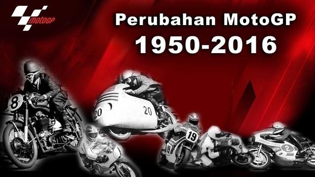 Video perjalanan MotoGP dari tahun 1950 hingga sekarang yang memperlihatkan bentuk motor MotoGP dan para pebalap yang menjadi bintang MotoGP.