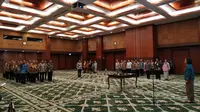 Menteri Keuangan Sri Mulyani melantik Pejabat Kementerian Keuangan di Aula Mezzanine, Kementerian Keuangan, Jakarta Pusat, Jumat (13/3/2020).