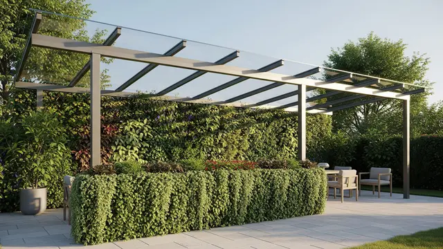 Desain Kanopi Teras dengan Vertical Garden untuk Usaha/Gemini AI
