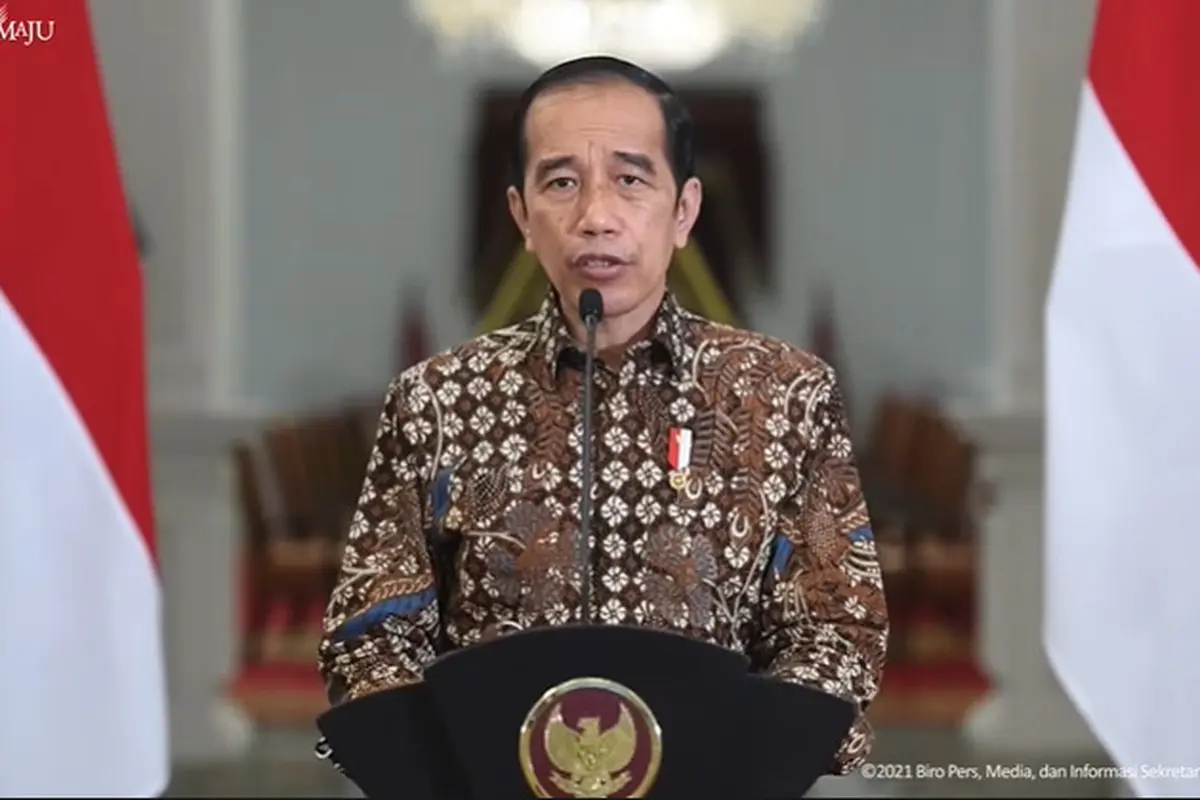 Presiden Joko Widodo (Jokowi) dalam konferensi pers Perkembangan PPKM, Senin (30/8/2021).