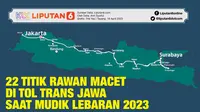 Infografis 22 Titik Rawan Macet di Tol Trans Jawa Saat Mudik Lebaran 2023. (Liputan6.com/Trieyasni)