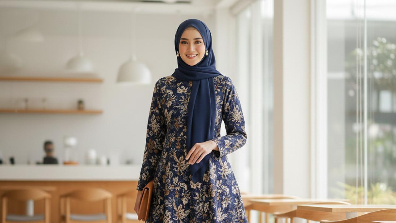 Gamis Batik Panel Polos