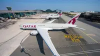Qatar Airways, jadi penerbangan pertama yang terbang dengan seluruh penumpang yang telah divaksinasi. (Dok. Instagram @qatarairways/ https://instagram.com/qatarairways?igshid=7a02xz04hdvj/ Dinda Rizky)