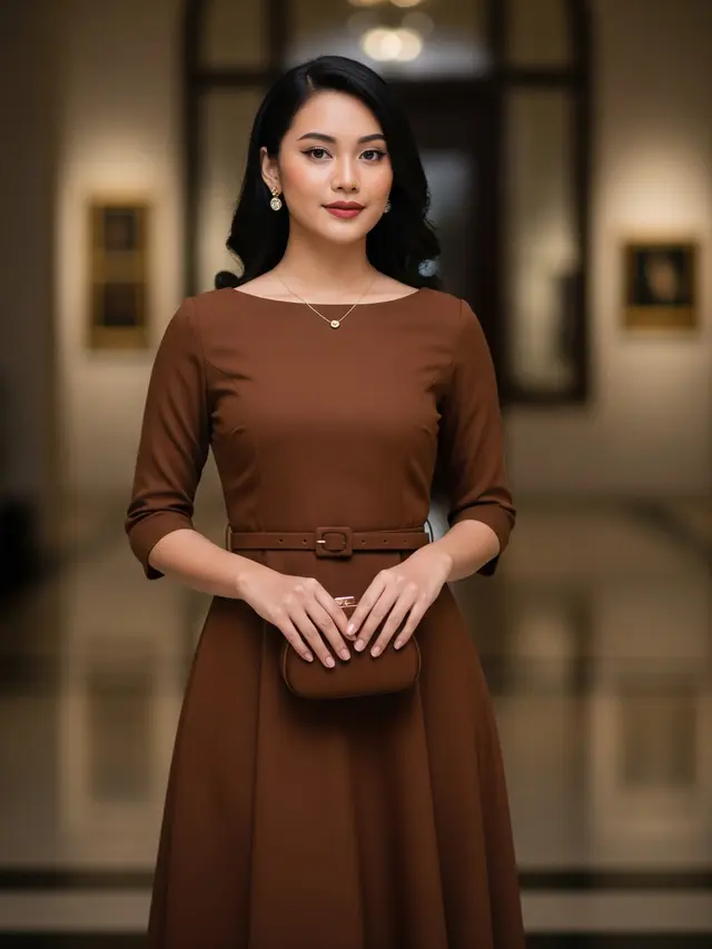 Model Dress Coklat Mahogany yang Elegan