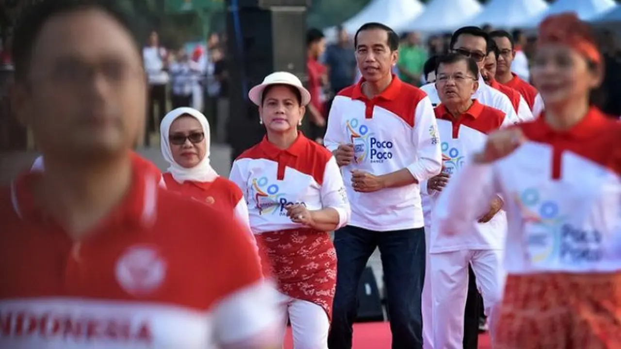 Jokowi senam Poco-poco (Hak Cipta: credit: instagram.com/sekretariat.kabinet/gen)