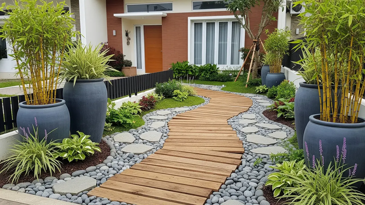 Desain Kebun Depan Rumah Tanpa Rumput