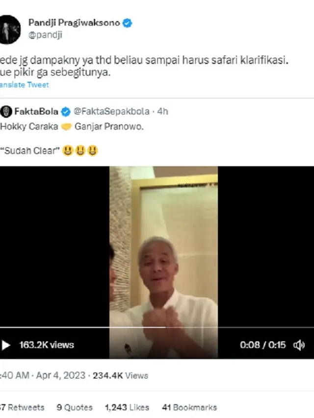 Pandji Pragiwaksono - Ganjar Pranowo (Foto: Twitter/@pandji)