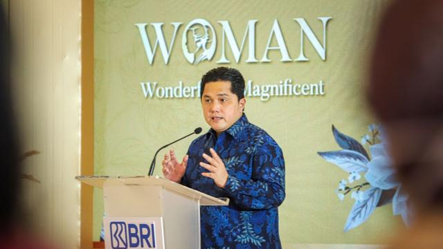 Menteri BUMN RI Erick Thohir hadiri peringatan Hari Kartini yang diselenggarakan BRI yang bertajuk Woman (Wonderful & Magnificent). (Dok BRI)