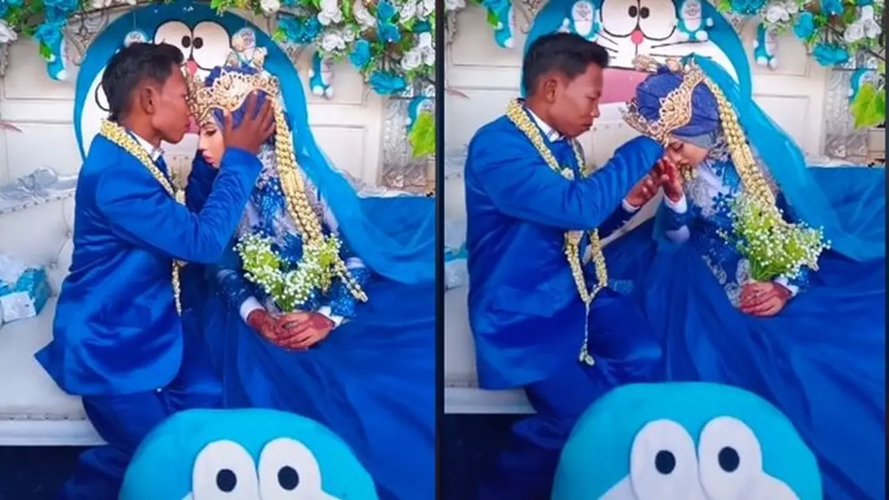 Pernikahan Pencinta Doraemon Ini Viral, Reaksi Netizen Bikin Ngakak
