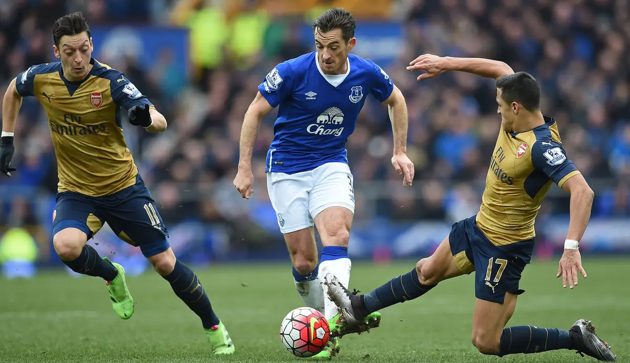 Lighton Baines merupakan salah satu pemain yang diidolakan di Godisen Park saat membela Everton. Gol yang pernah ia koleksi berjumlah 32 gol dari 420 penampilannya di Liga Inggris bersama Everton dan Wigan Athletic. (Foto: AFP/Paul Ellis)