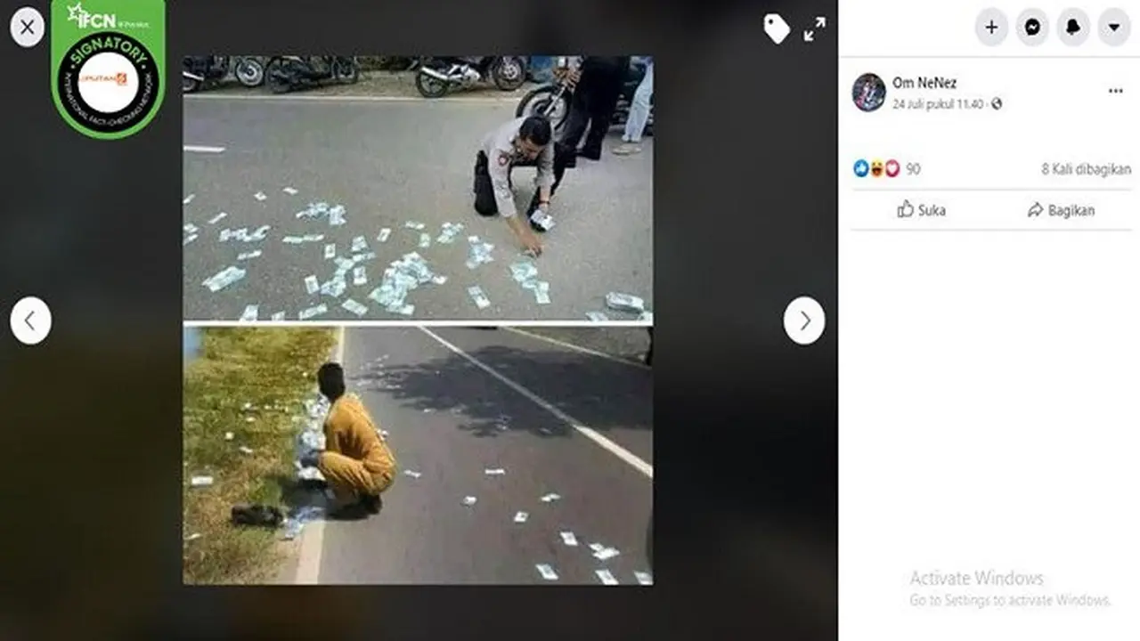 Gambar Tangkapan Layar Foto Uang Berhamburan di Jalan Raya