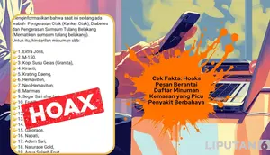 Cek Fakta: Hoaks Pesan Berantai Daftar Minuman Kemasan yang Picu Penyakit Berbahaya
