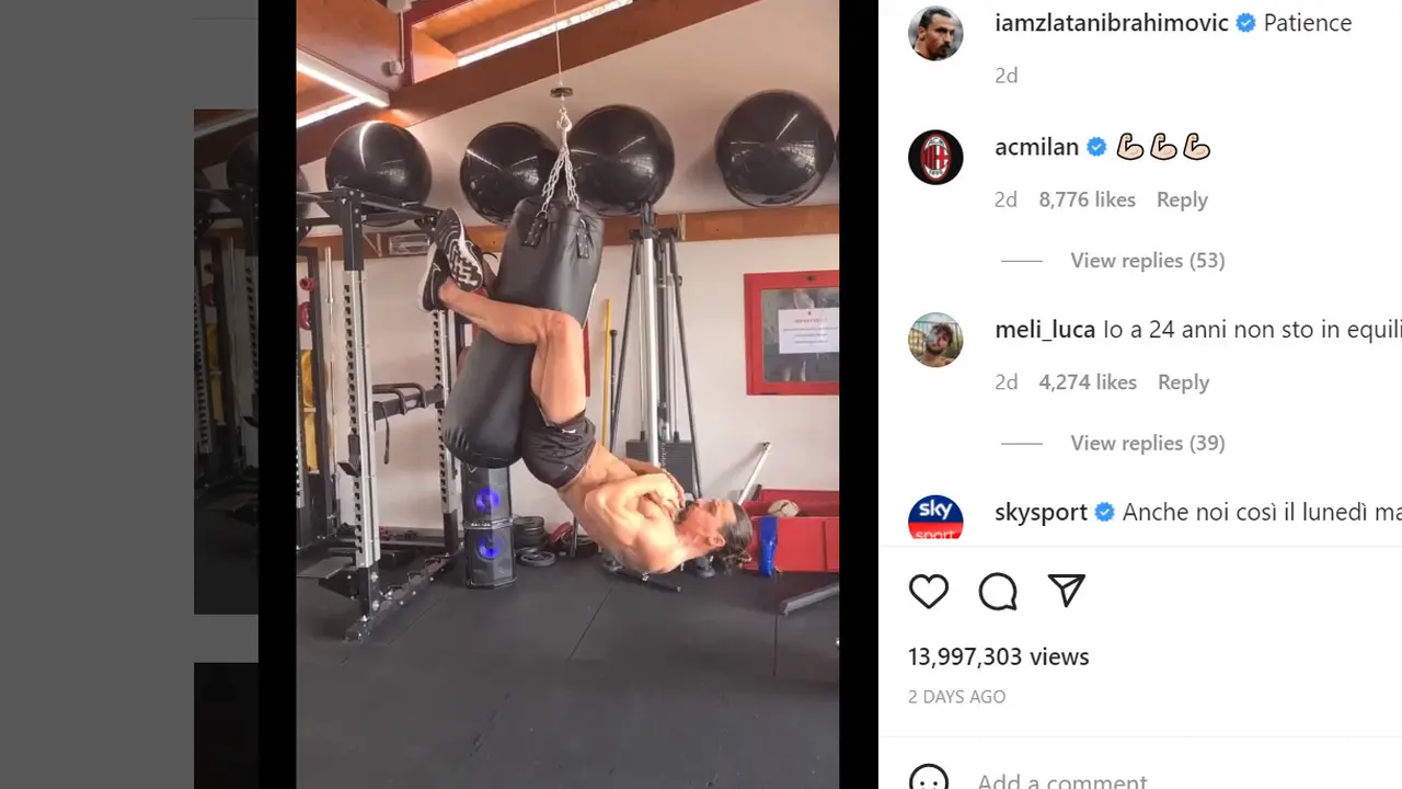 Pemain Zlatan Ibrahimovic sedang nge-gym.