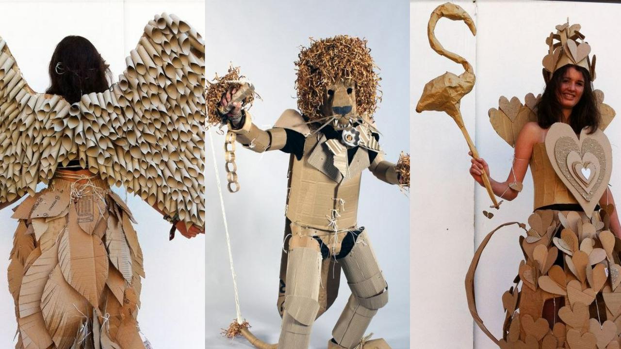 Kreatif, Model Ini Gunakan Busana Bahan Kardus di Atas Catwalk