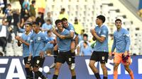 Uruguay U-20 tampil tangguh untuk membekuk Israel U-20 dalam laga semifinal Piala Dunia U-20 2023, Jumat (9/6/2023). (AP/Gustavo Garello)