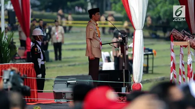 Presiden Joko Widodo atau Jokowi membuka secara resmi acara Raimuna Nasional XI Gerakan Pramuka 2017 di Bumi Perkemahan Cibubur