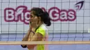 Pevoli Jakarta Pertamina Energi, Tri Retno Mutiara, tampak kecewa usai takluk dari Gresik Petrokimia. Jakarta Pertamina Energi akan melakoni final Proliga 2016 pada Minggu (15/5/2016) mendatang di Jakarta. (Bola.com/Vitalis Yogi Trisna)