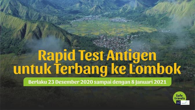 Para pelaku perjalanan wajib Rapid Test Antigen sebelum terbang ke Lombok, Nusa Tenggara Barat (NTB). (dok. Instagram @lombokairport/https://www.instagram.com/p/CJM2m2-hcPC/)