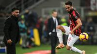 Pelatih AC Milan, Gennaro Gattuso, mengakui jika anak asuhnya dibuat kerepotan saat bersua F91 Dudelange pada laga kelima Grup F Liga Europa di San Siro, Kamis (29/11/2018) malam waktu setempat. (AFP/Miguel Medina)