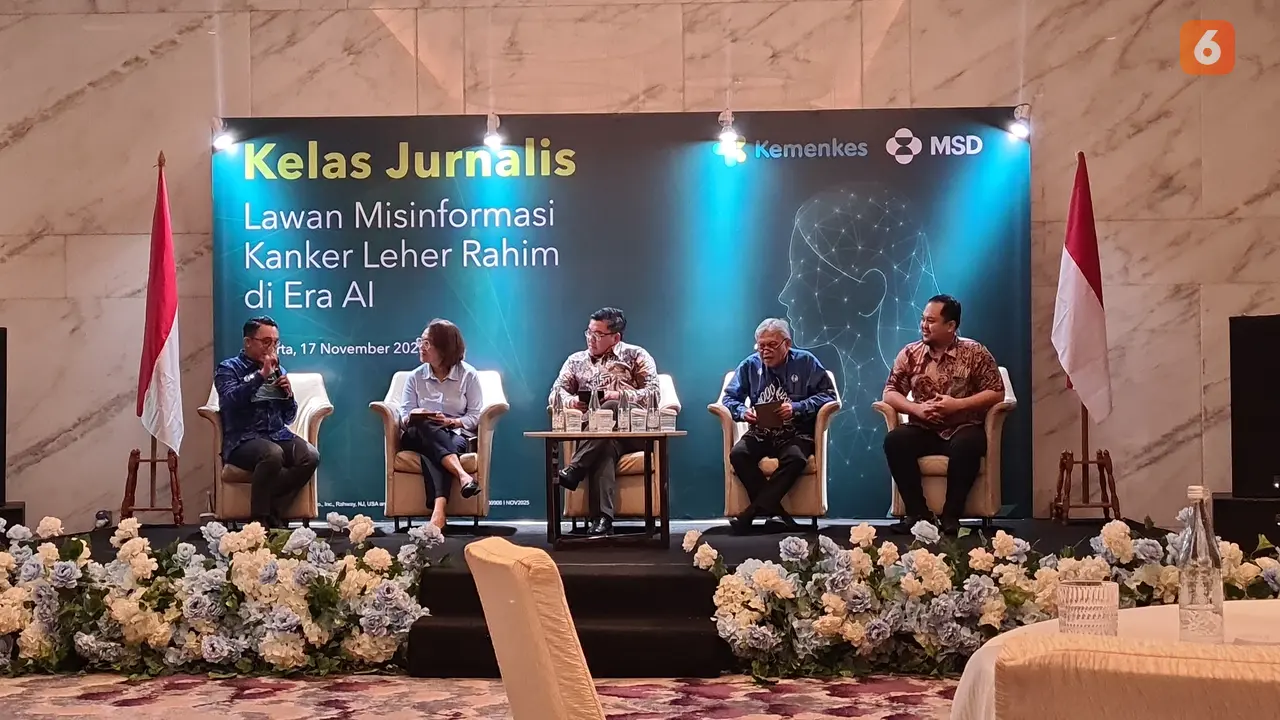Prof. DR. Dr. Soedjatmiko, Sp.A (K), MSi dalam acara Kelas Jurnalis 2025: Lawan Misinformasi Kanker Leher Rahim di Era AI, Jakarta Selatan, Senin (17/11/2025).