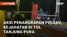 Viral penangkapan pria di Gerbang Tol Tanjung Pura, Sumatera Utara. Jumat (31/5/2024). Penangkapan ini dilakukan oleh personel kepolisian lengkap dengan senjata api