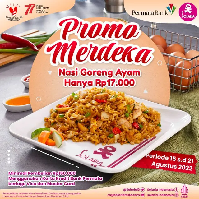 Viral Promo Nasi Goreng Solaria Sambut HUT ke-77 RI yang Bikin Heboh Warganet