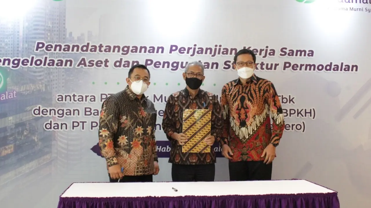 Penandatanganan Perjanjian Kerja Sama Pengelolaan Aset dan Penguatan Struktur Permodalan Bank Muamalat dengan PT PPA. (Dok PPA)