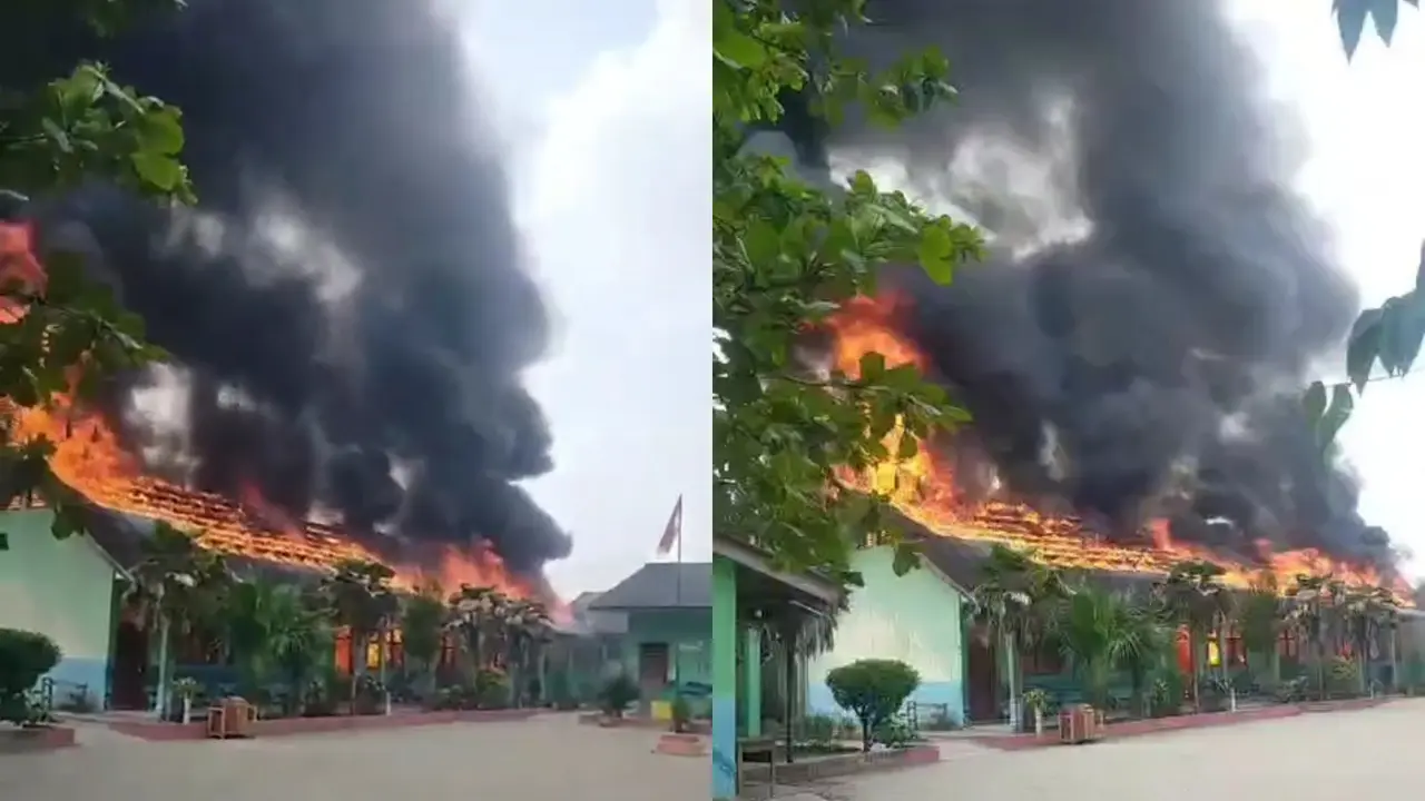 Kebakaran Hebat Landa SD di Lampung, Tiga Ruang Kelas Hangus Dilalap Api