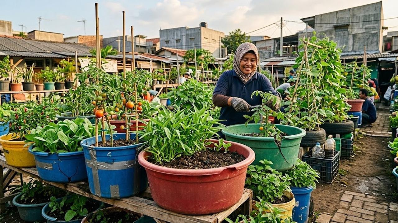 Ember atau Baskom Retak Menjadi Wadah Tanam Berkapasitas Besar (AI Generated)