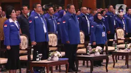 Ketum Partai Demokrat Susilo Bambang Yudhoyono menghadiri Kongres ke V Partai Demokrat di JCC, Jakarta, Minggu (15/3/2020). SBY akan digantikan Agus Harimurti Yudhoyono (AHY) yang telah mendapatkan dukungan 93 persen dari pemegang hak suara Demokrat. (Liputan6.com/Angga Yuniar)