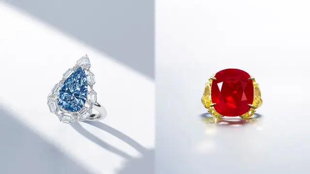 Fancy Vivid Blue Internally Flawless Diamond dan The Mythic Ruby