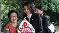 Presiden ke-5 RI Megawati Soekarnoputri menyambut kunjungan Ibu Negara Korea Selatan (Korsel) Kim Keon Hee di Istana Batu Tulis Bogor, Kamis 7 September 2023. (Foto: Istimewa)