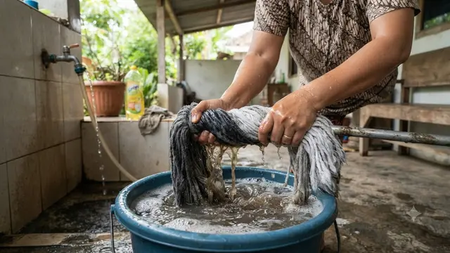 Cara Mencuci Kain Pel yang Berminyak