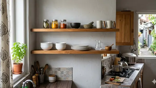 Rak Dinding Dapur yang Cocok untuk Dapur Sempit (Foto: Gemini AI)