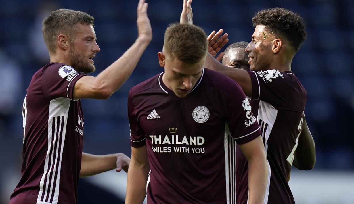 Foto Jamie Vardy Dua Gol Leicester City Gulung West Bromwich Albion Bola Liputan6 Com