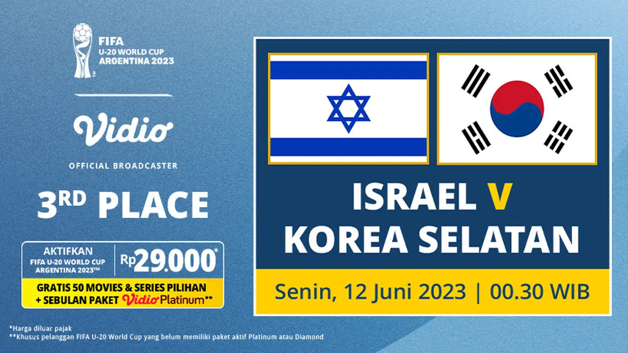 Link Live Streaming Perebuatan Juara 3 World Cup U-20 Israel Vs Korea Selatan, Senin, 12 Juni 2023