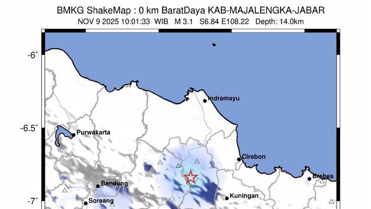 Gempa Dangkal Magnitudo 3,1 Guncang Majalengka, BMKG Ungkap Penyebabnya