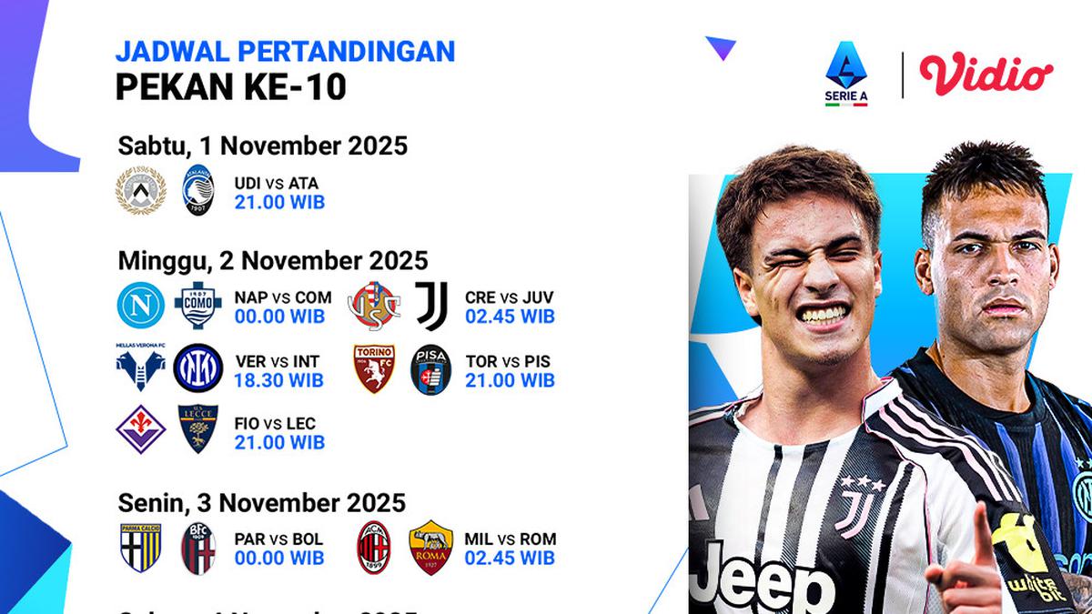 Catat Jadwal Serie A 2025/26: Jadwal Pekan ke-10 di Eksklusif Vidio